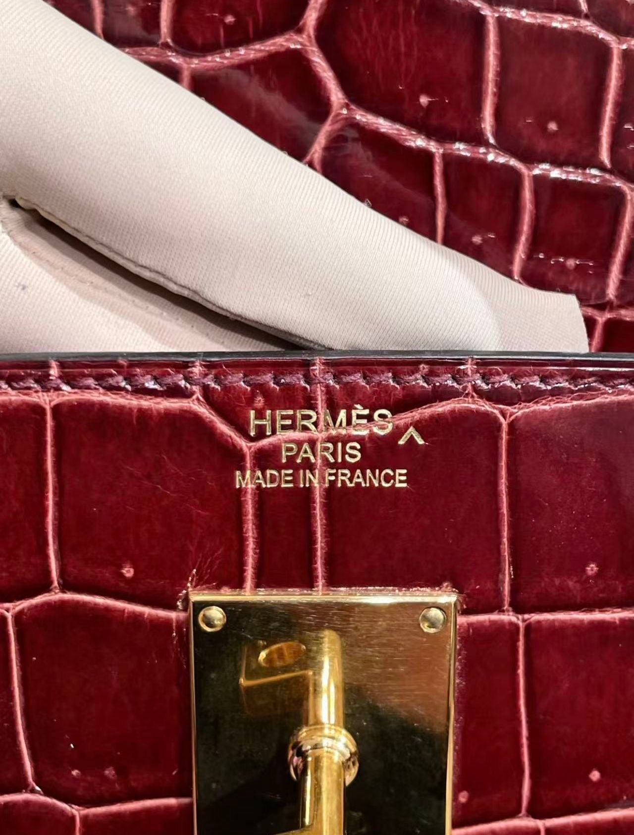 Hermes Birkin HAC 40 Rouge H Shiny crocodile leather gold hardware