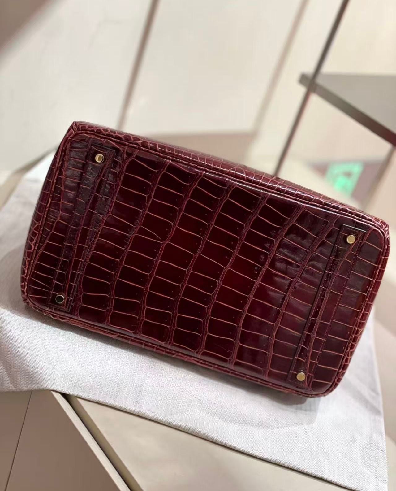 Hermes Birkin HAC 40 Rouge H Shiny crocodile leather gold hardware