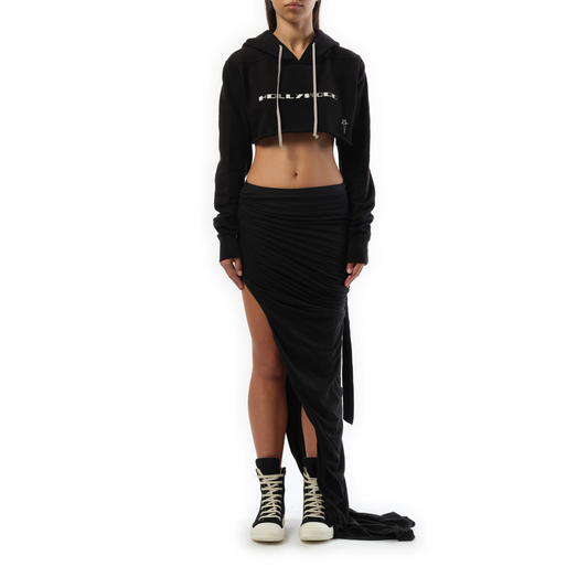 Hollywood Cropped Hoodie in Black/Milk