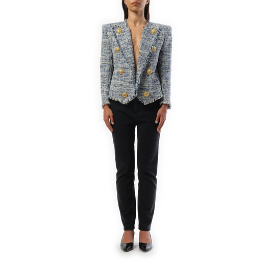 Side To Side Tweed Spencer Jacket in Blue