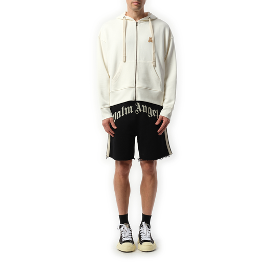 Bear in Mind Zipped Hoodie in Off White/Brown