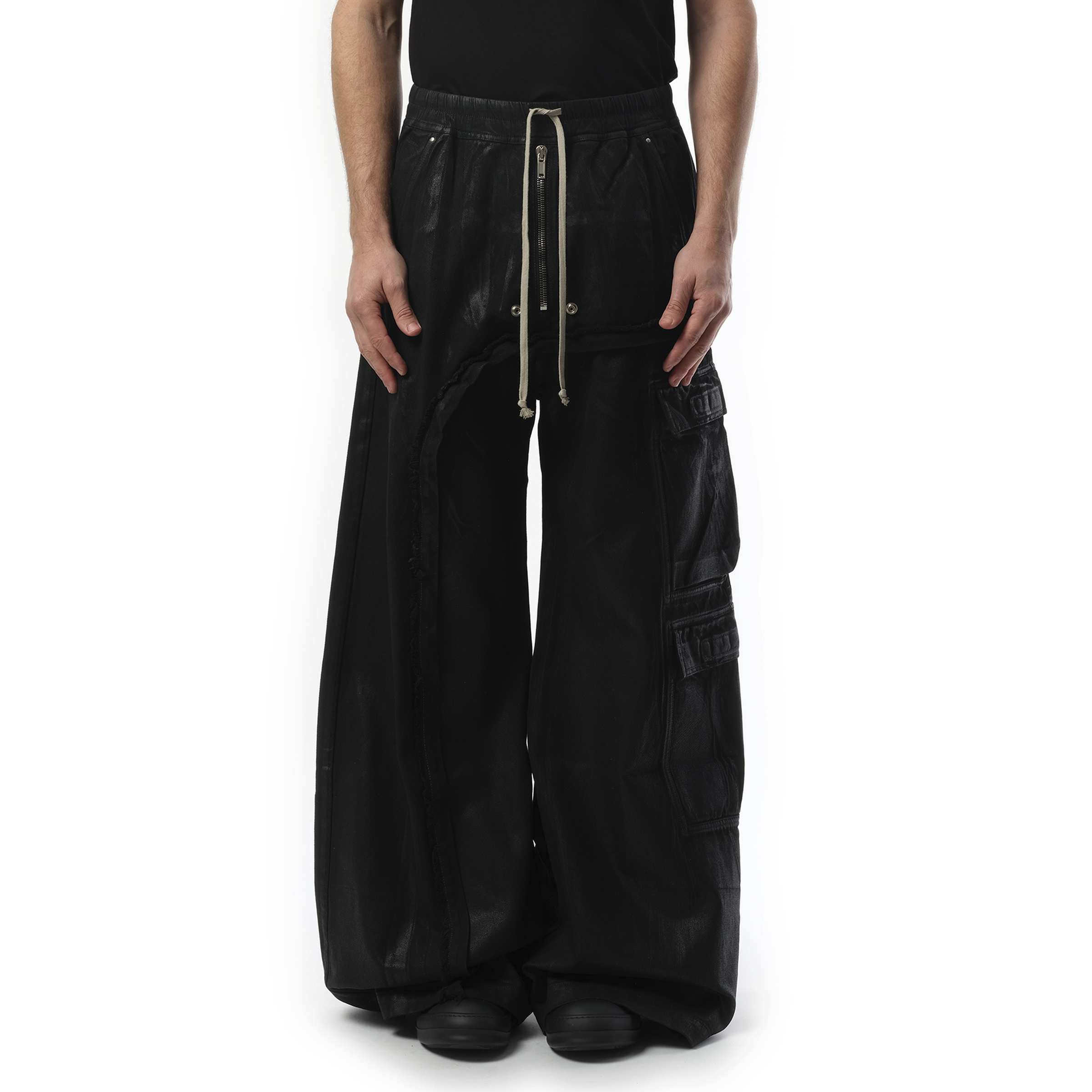 Imbalanced Double Cargo Jumbo Pants in Black