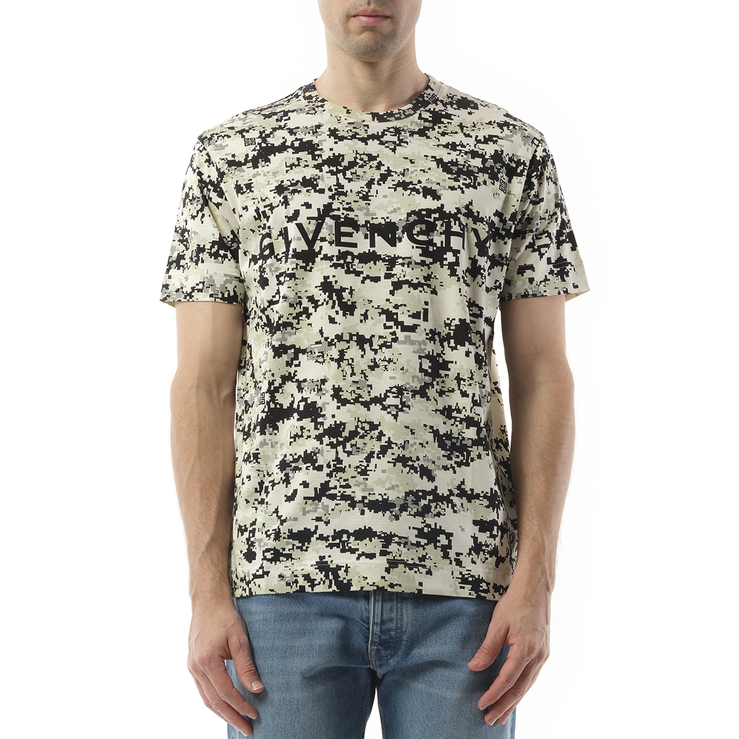 Camo All Over T-Shirt in Beige/Black