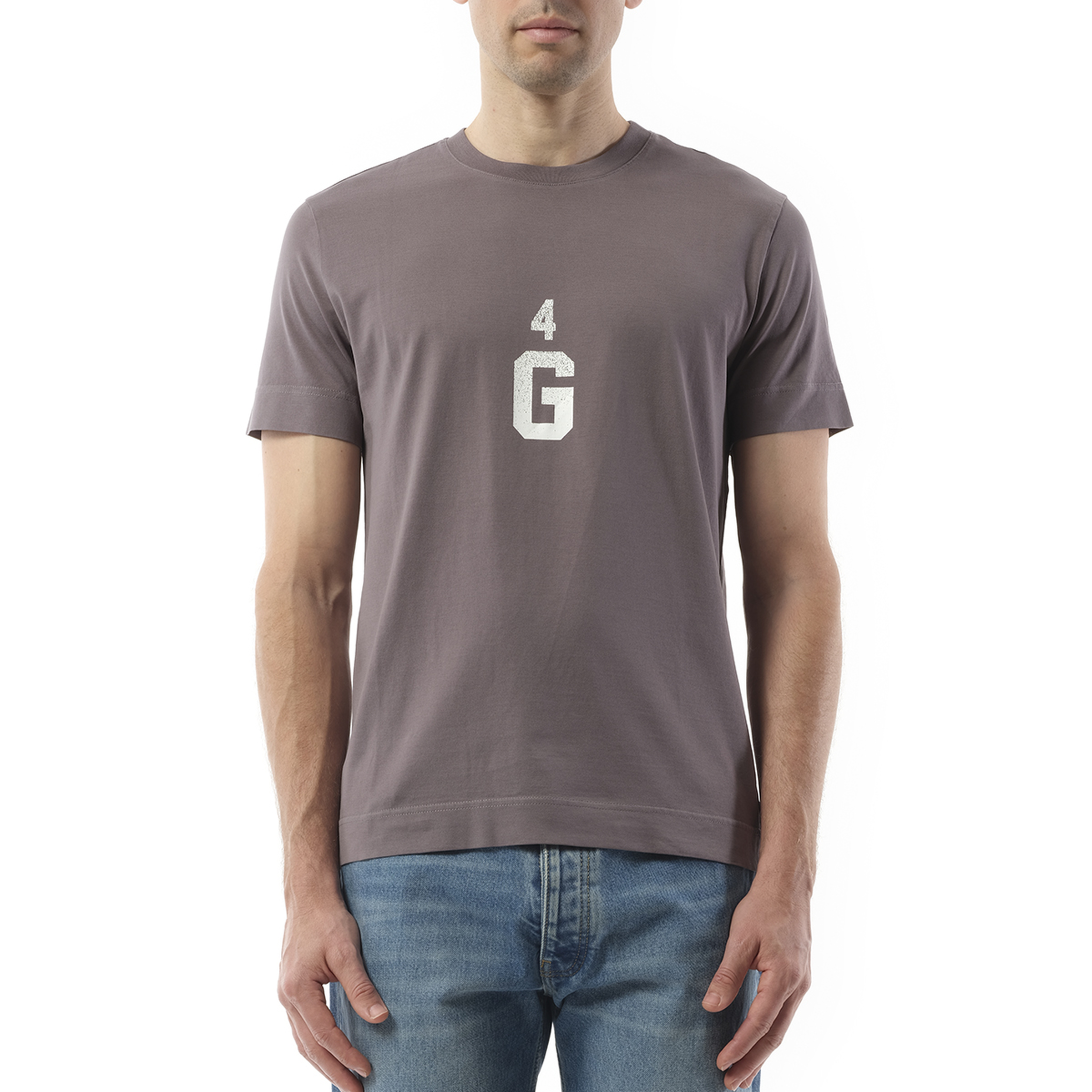 Four G Dyed Logo T-Shirt in Quartz Grey