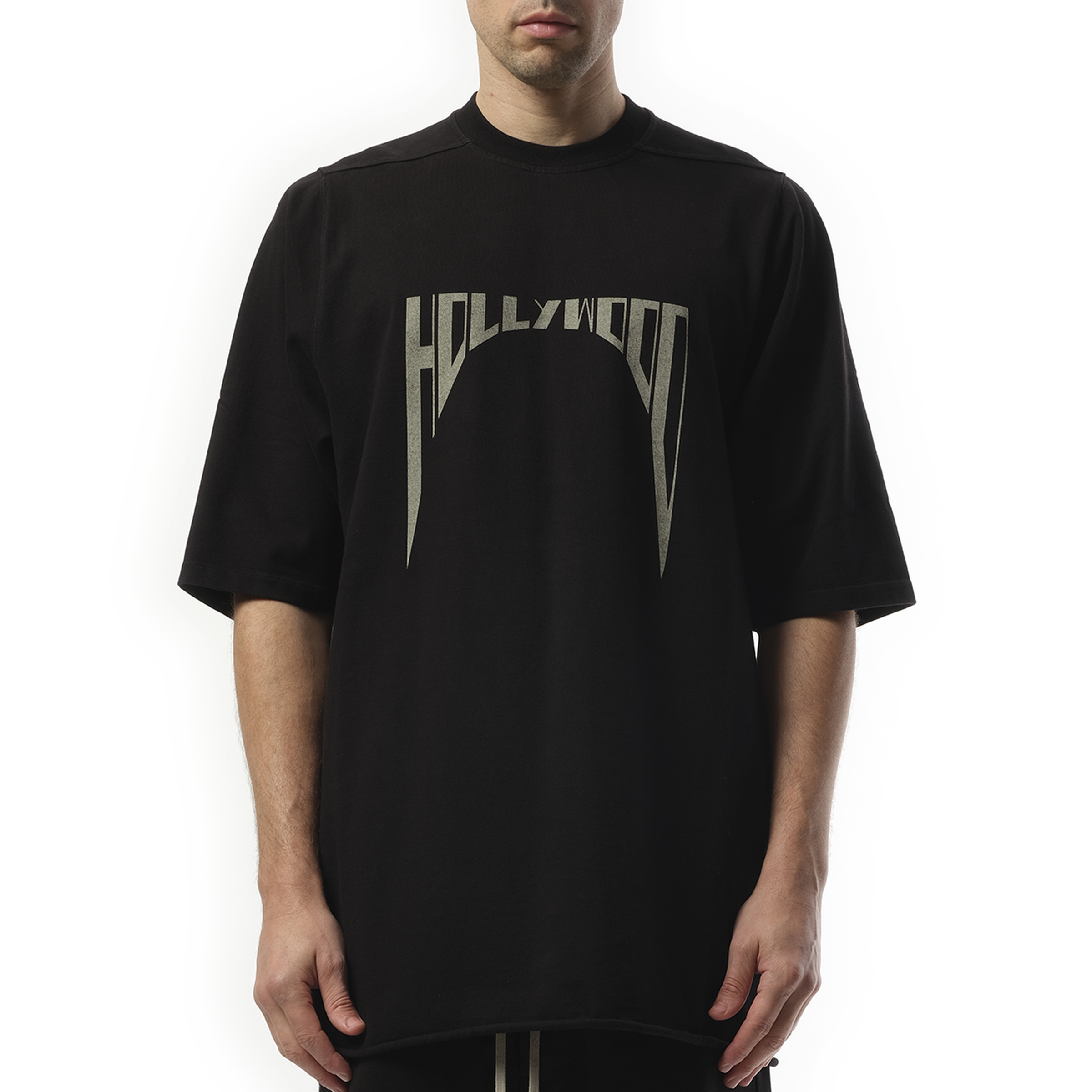 Hollywood Curved Jumbo SS T-Shirt in Black/Pearl