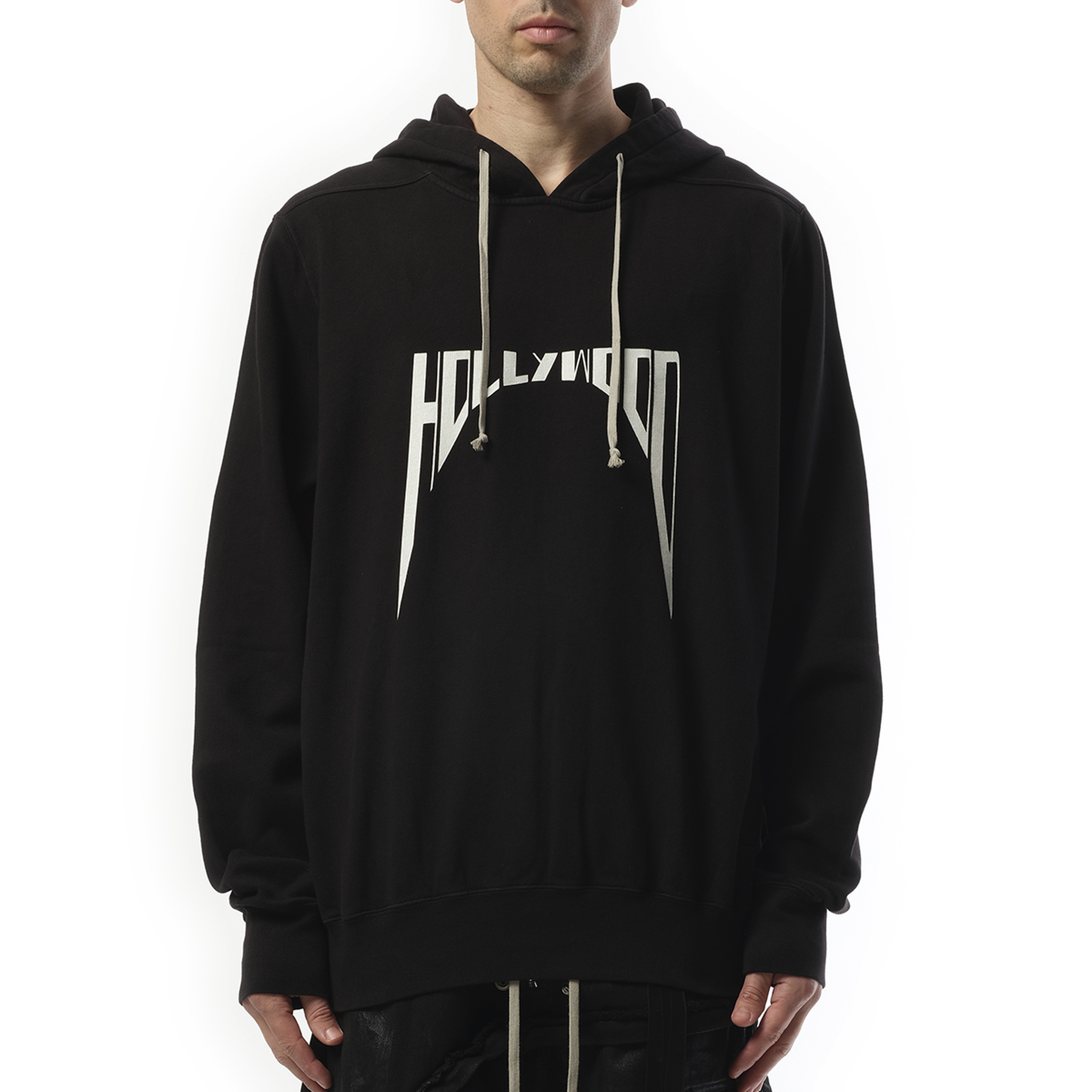 Hollywood Curved Print Oversized Hoodie in Black/Milk