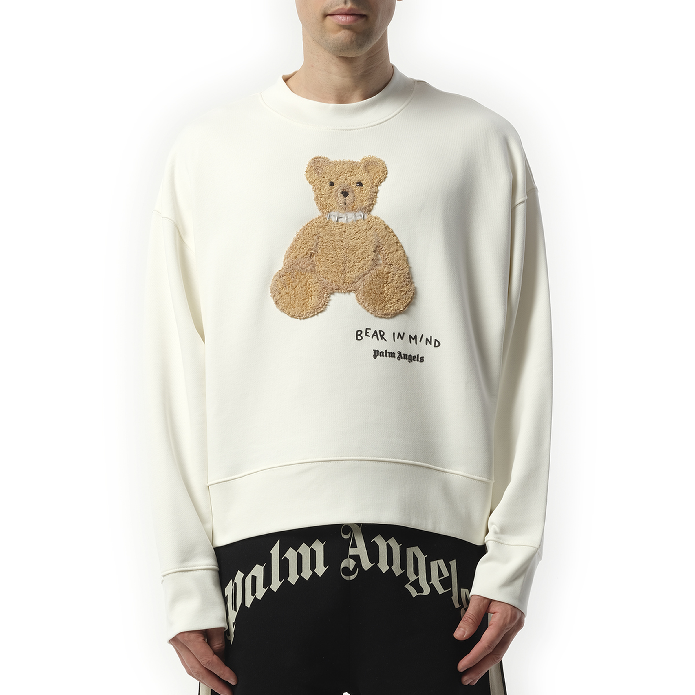 Bear in Mind Crewneck Sweatshirt in Off White/Brown