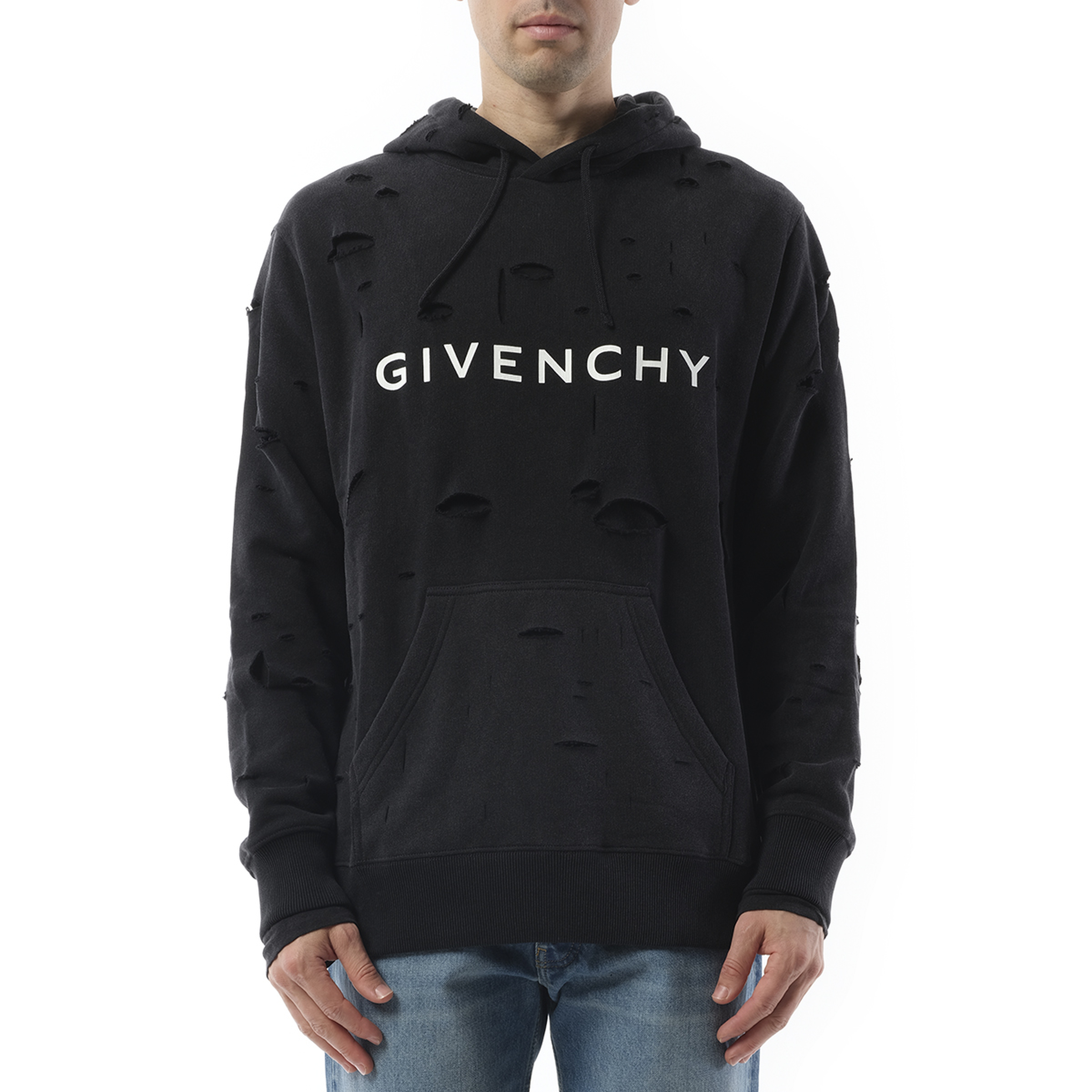 Archetype Hoodie with Destroyed Effect in Faded Black