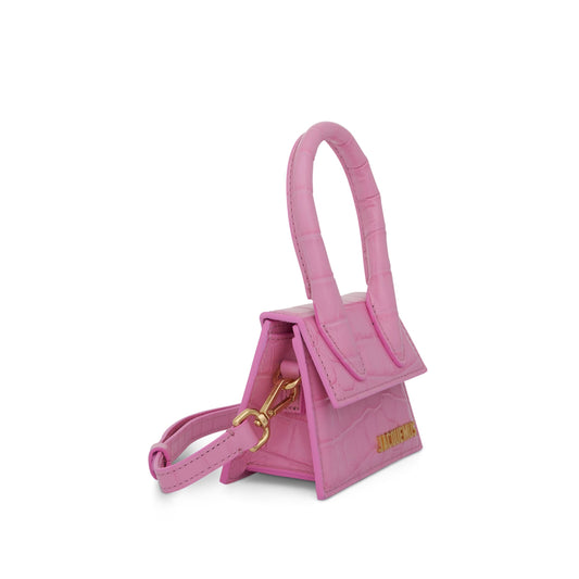 Le Chiquito Mini Croc Embossed Leather Bag in Pink