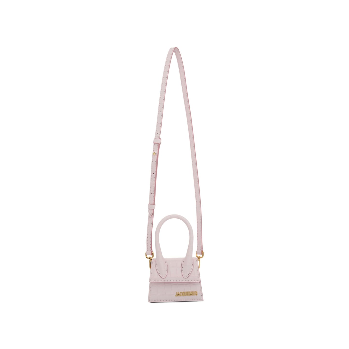 Le Chiquito Mini Croc Embossed Leather Bag in Pale Pink