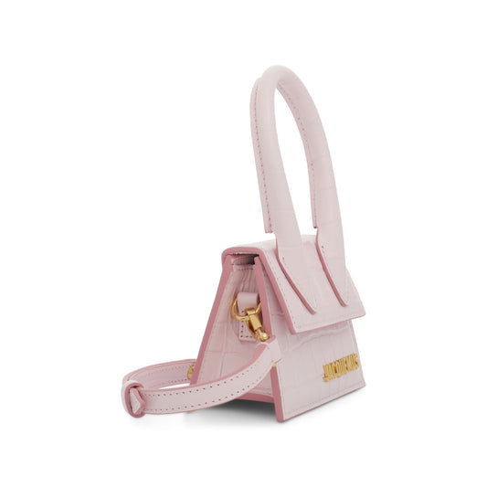 Le Chiquito Mini Croc Embossed Leather Bag in Pale Pink