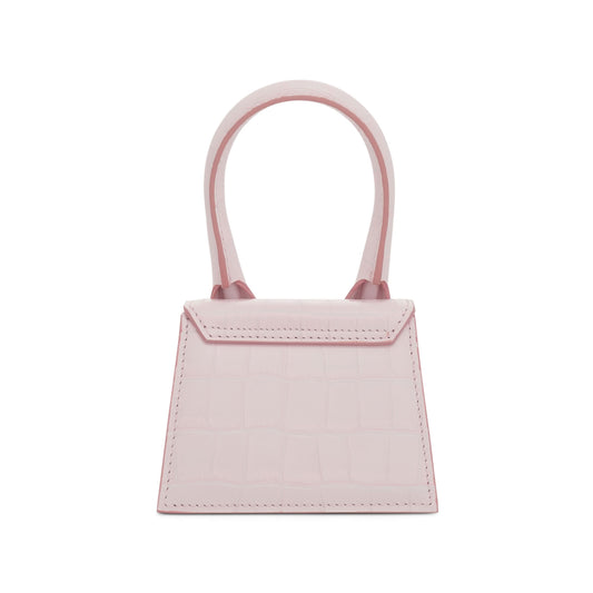 Le Chiquito Mini Croc Embossed Leather Bag in Pale Pink