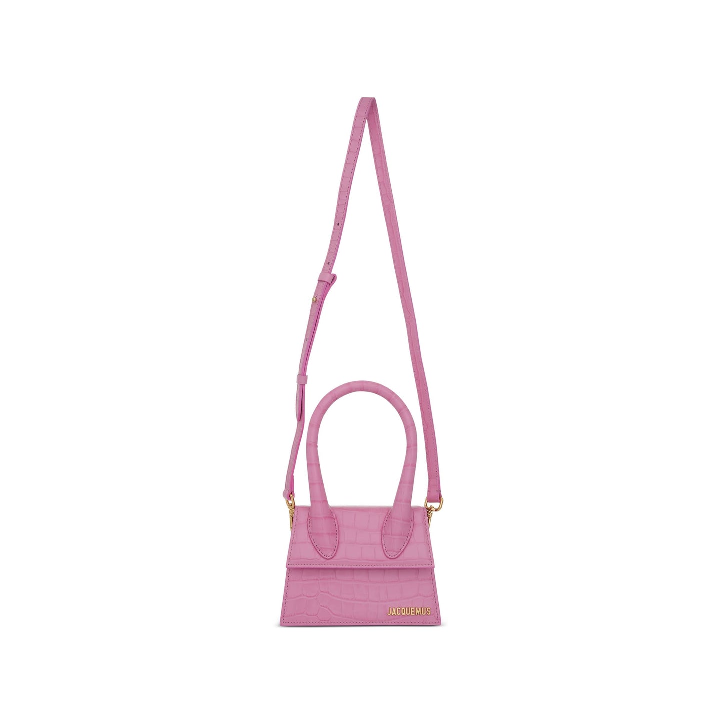 Le Chiquito Moyen Croc Embossed Leather Bag in Pink