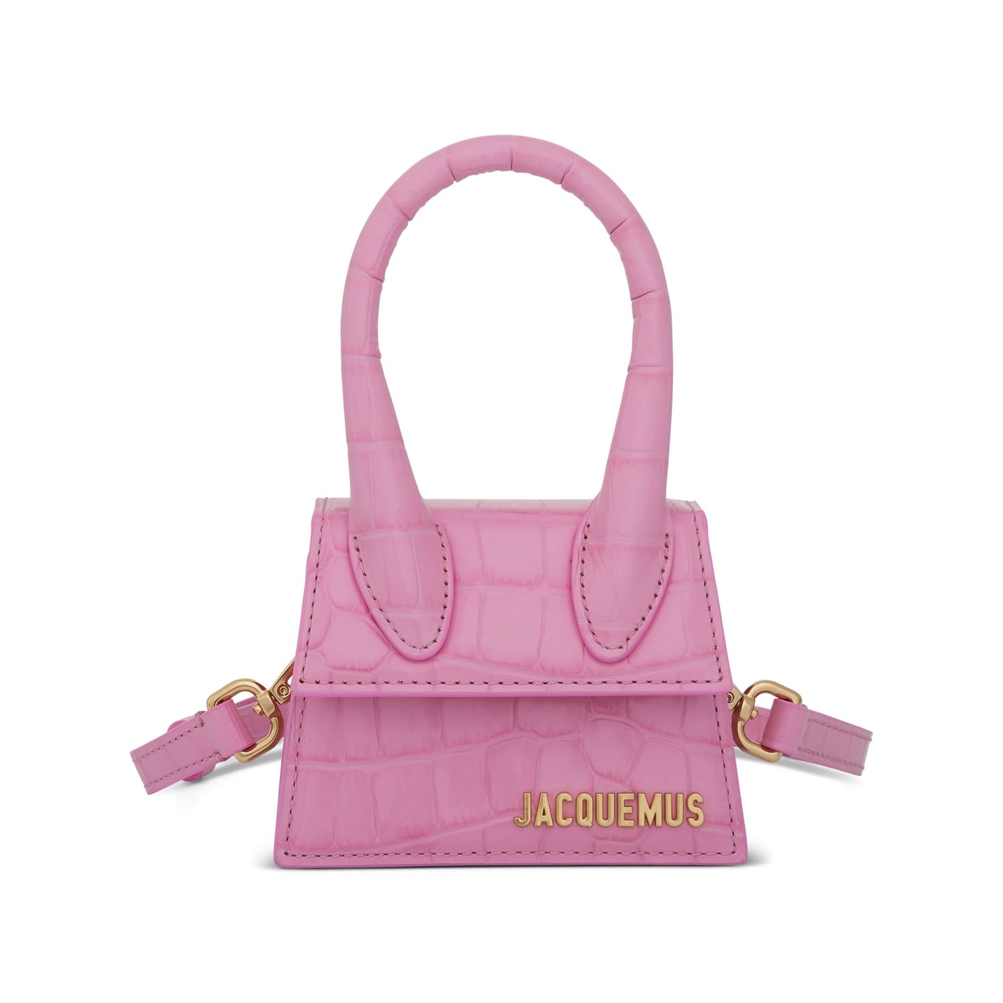 Le Chiquito Moyen Croc Embossed Leather Bag in Pink