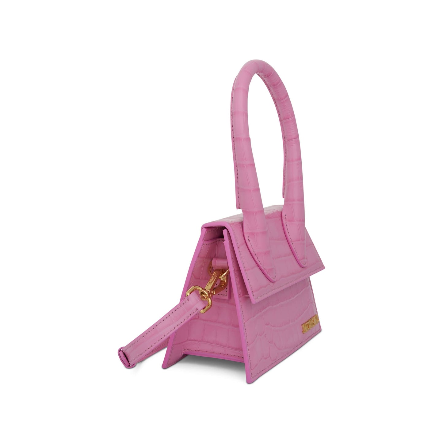 Le Chiquito Moyen Croc Embossed Leather Bag in Pink