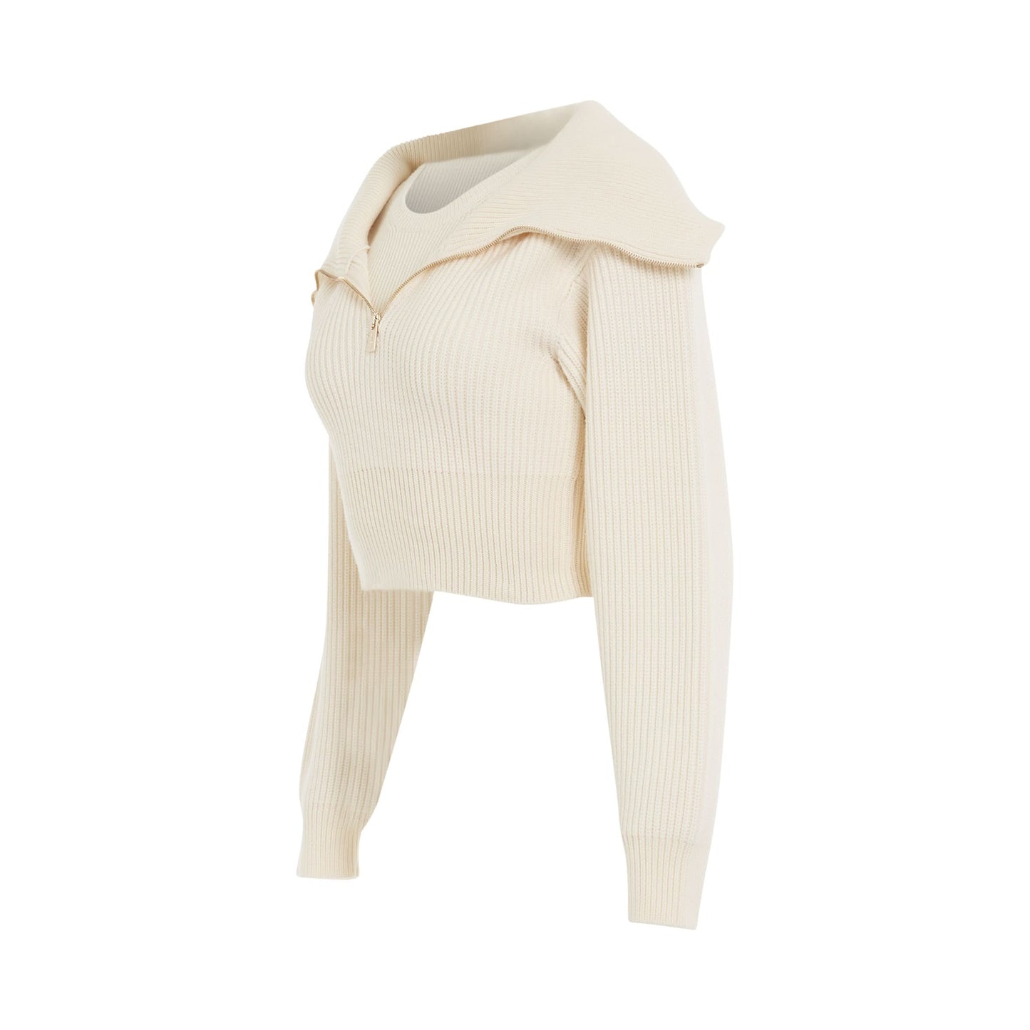 Risoul Double Collar Sweater in Off White