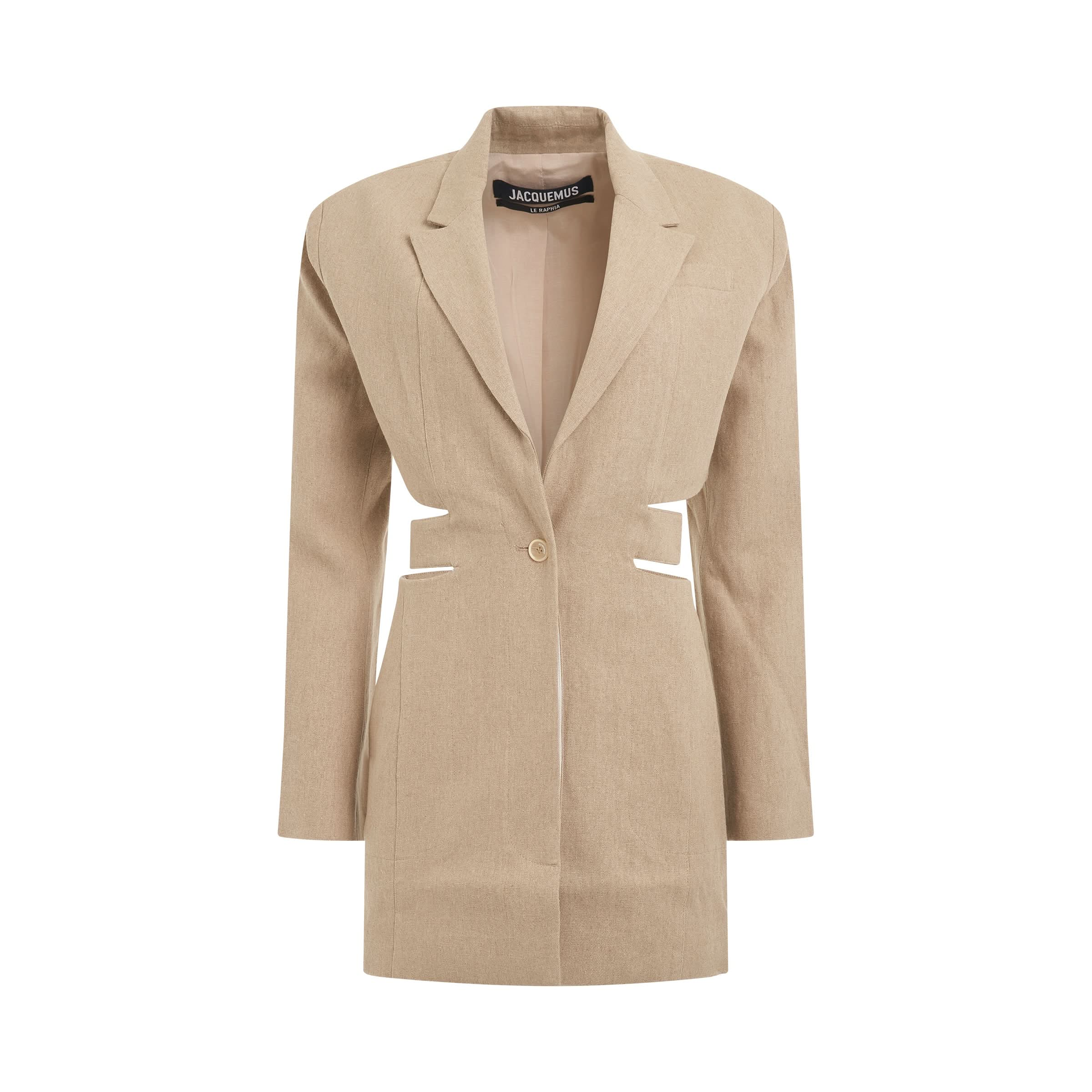 Bari Blazer Mini Dress in Beige