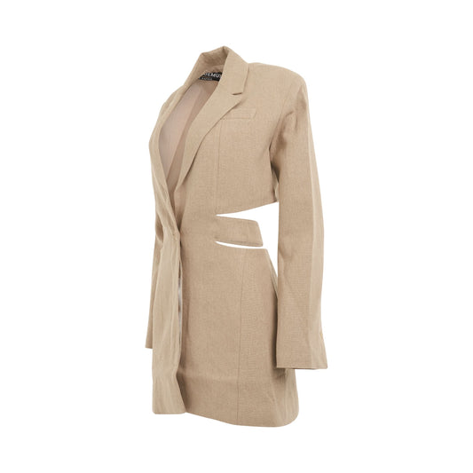 Bari Blazer Mini Dress in Beige