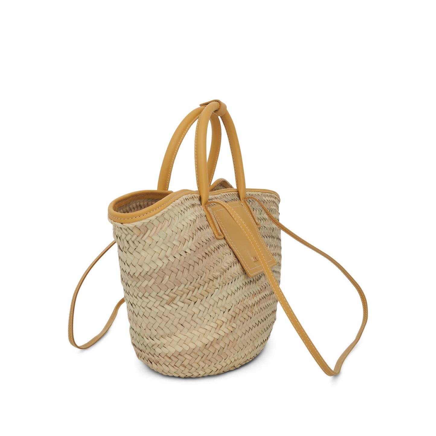 Le Panier Soleil Straw 
Leather Bag in Dark Yellow