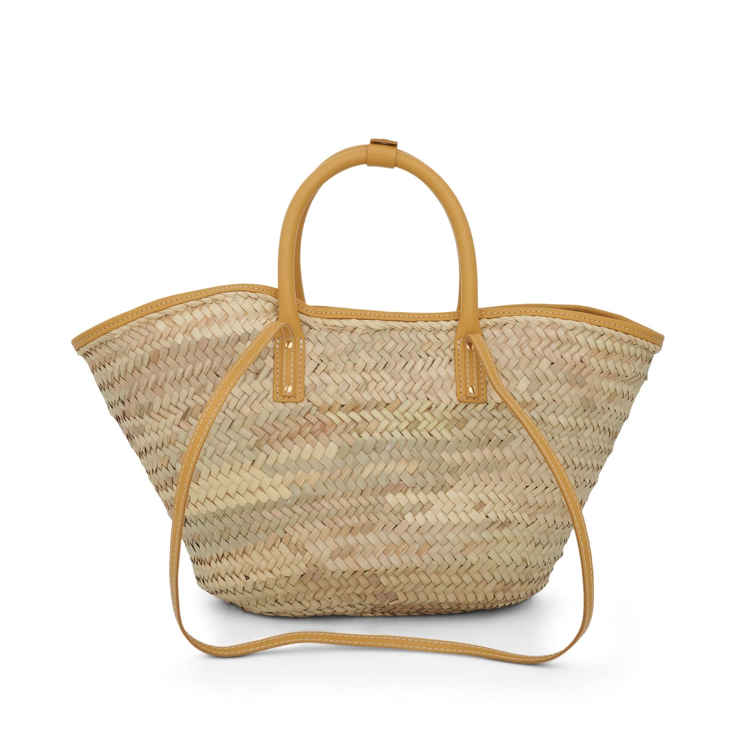 Le Panier Soleil Straw 
Leather Bag in Dark Yellow