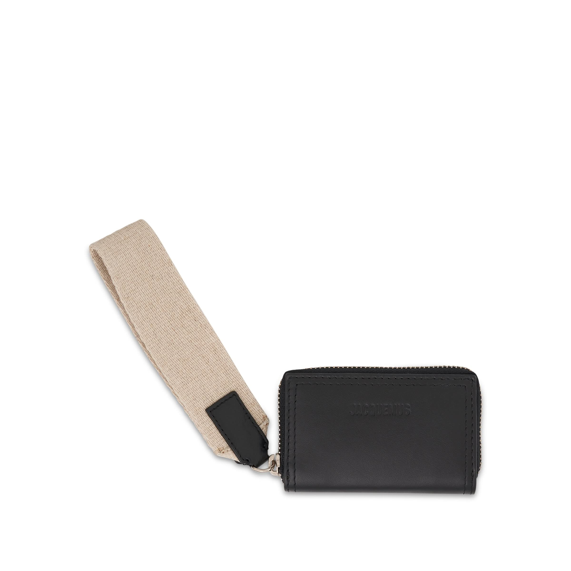 Le Porte Rectangle Lanyard Rectangle Wallet in Black