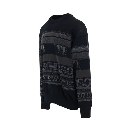 Eric Haze Jacquard Knit Pullover in Black