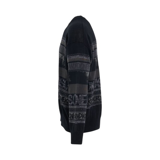 Eric Haze Jacquard Knit Pullover in Black