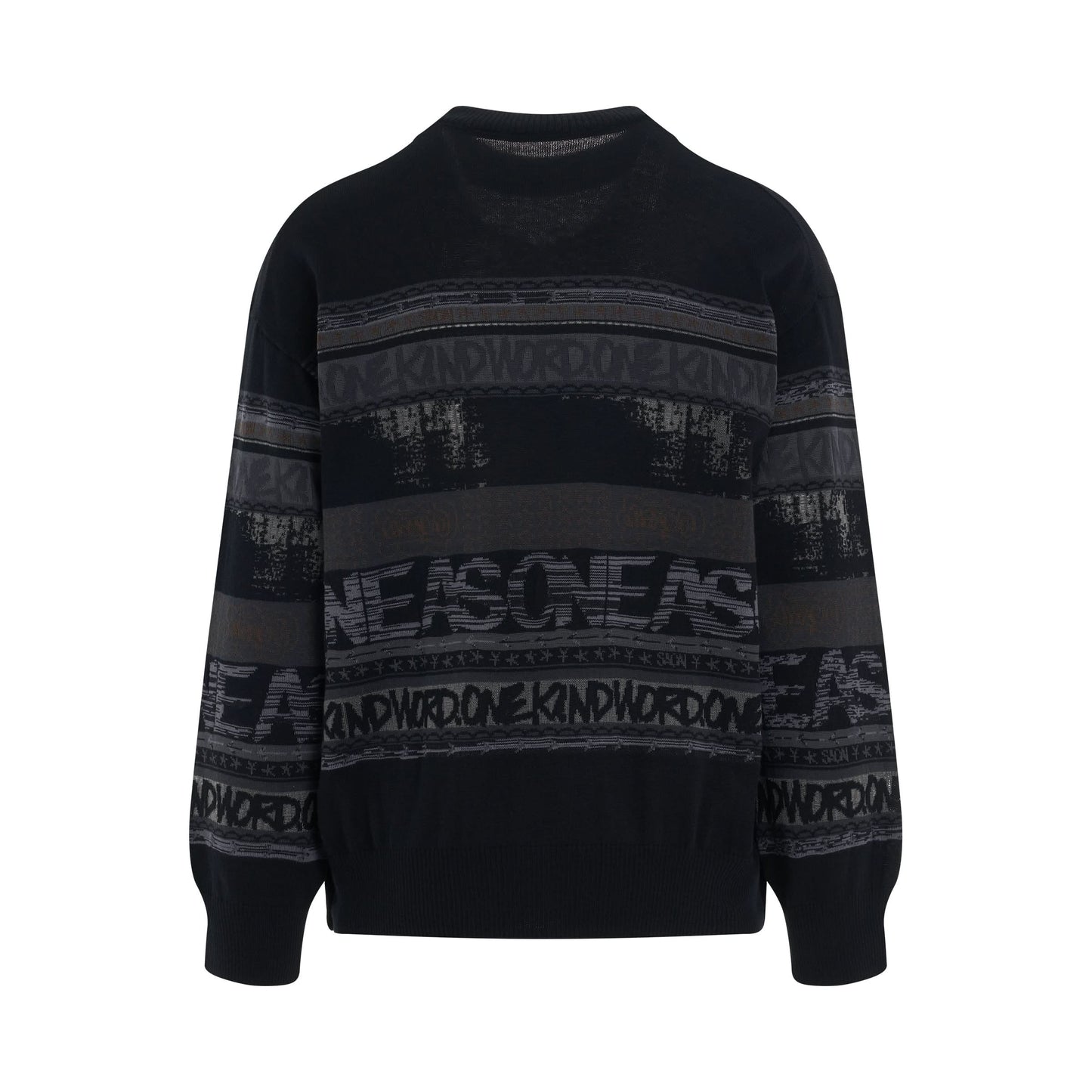 Eric Haze Jacquard Knit Pullover in Black