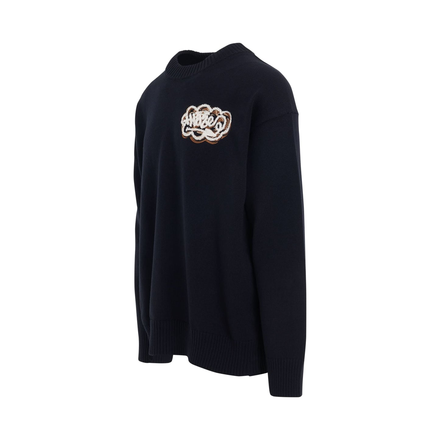 Eric Haze Code Embroidered Knit Pullover in Navy