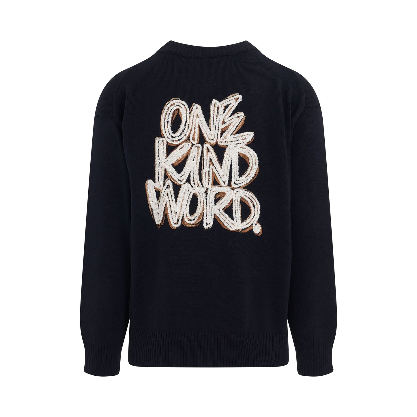 Eric Haze Code Embroidered Knit Pullover in Navy