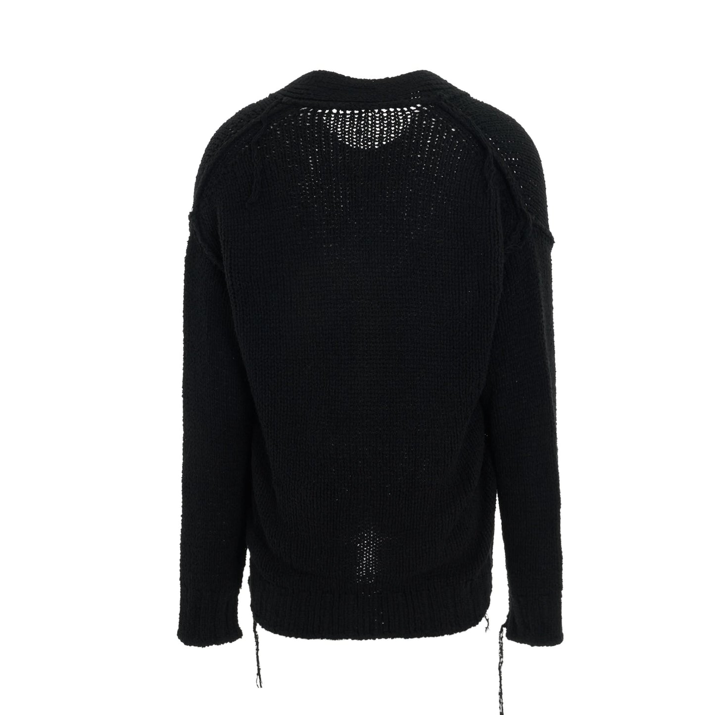 Knit Cardigan with Ribbed Waistband in Black