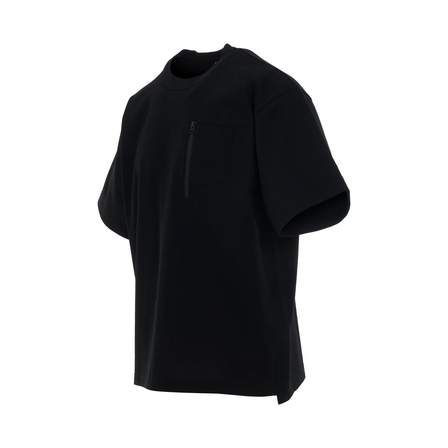 Cotton Jersey Zip T-Shirt in Black