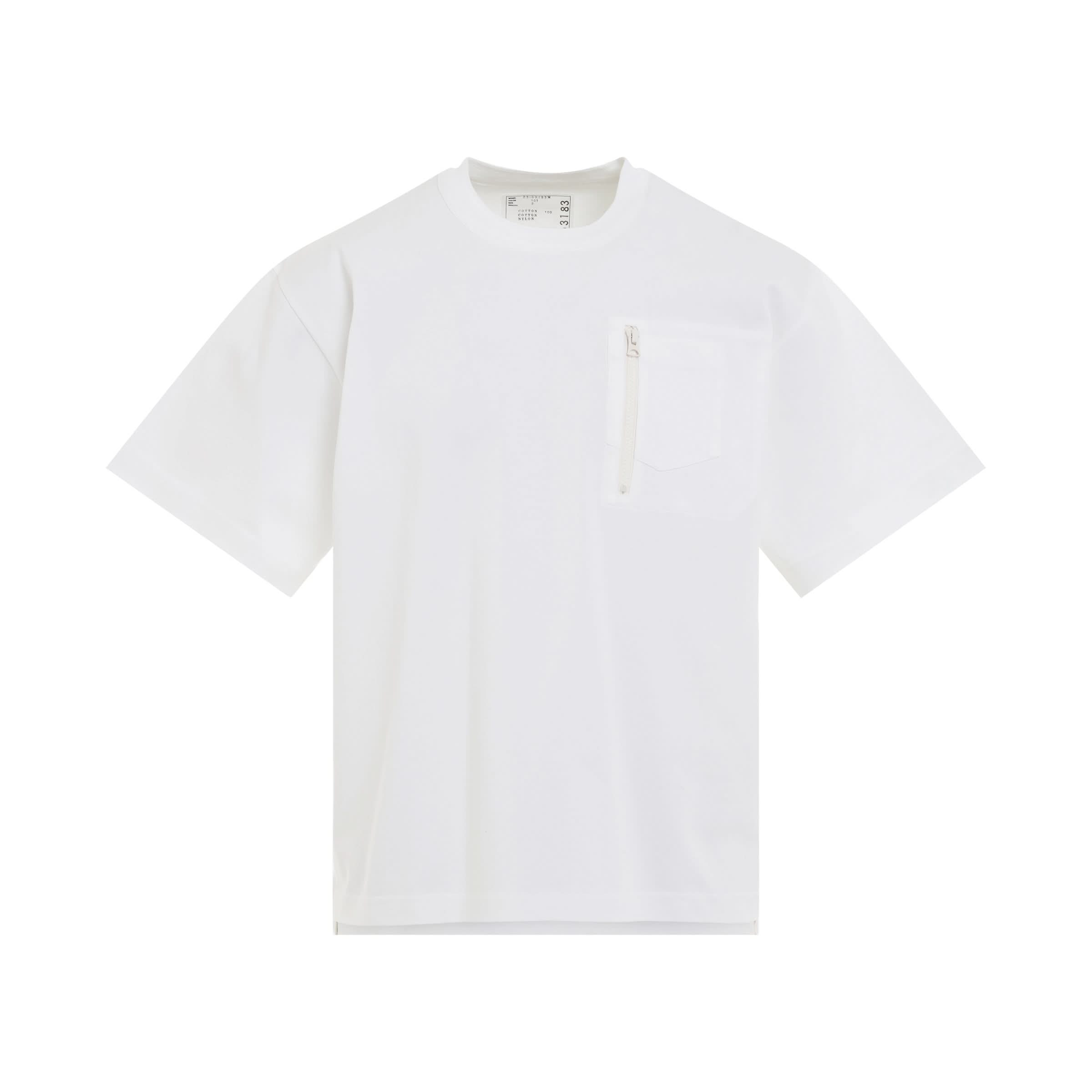 Cotton Jersey Zip T-Shirt in White