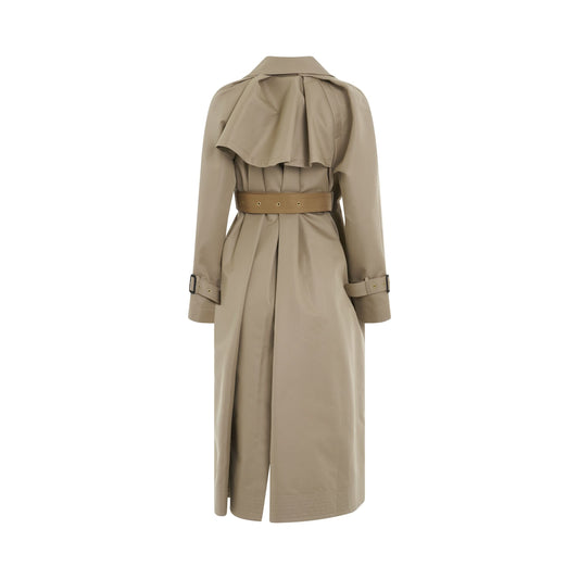 Panelled Cotton Gabardine Coat in Beige