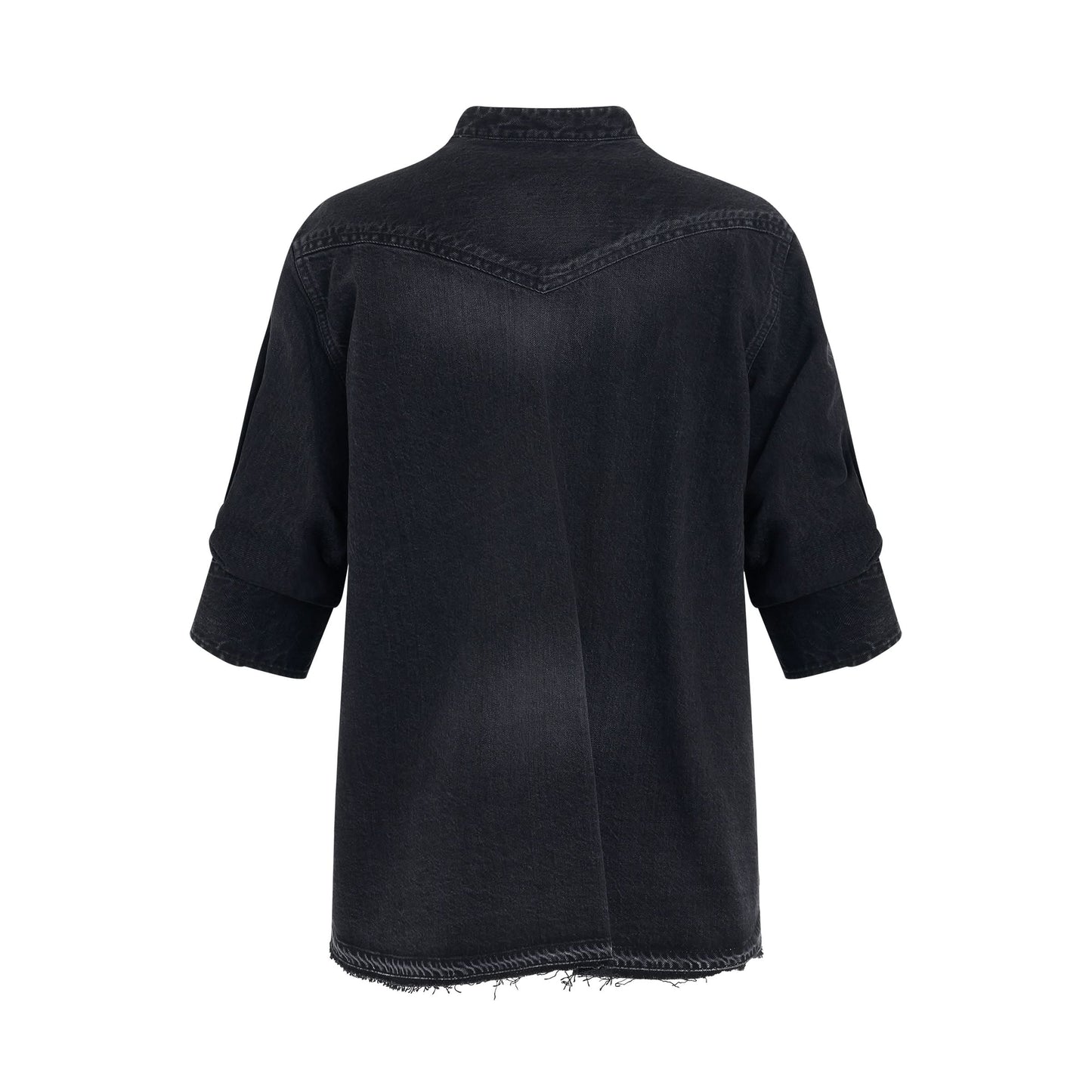 Short Sleeve Denim Pullover in Black