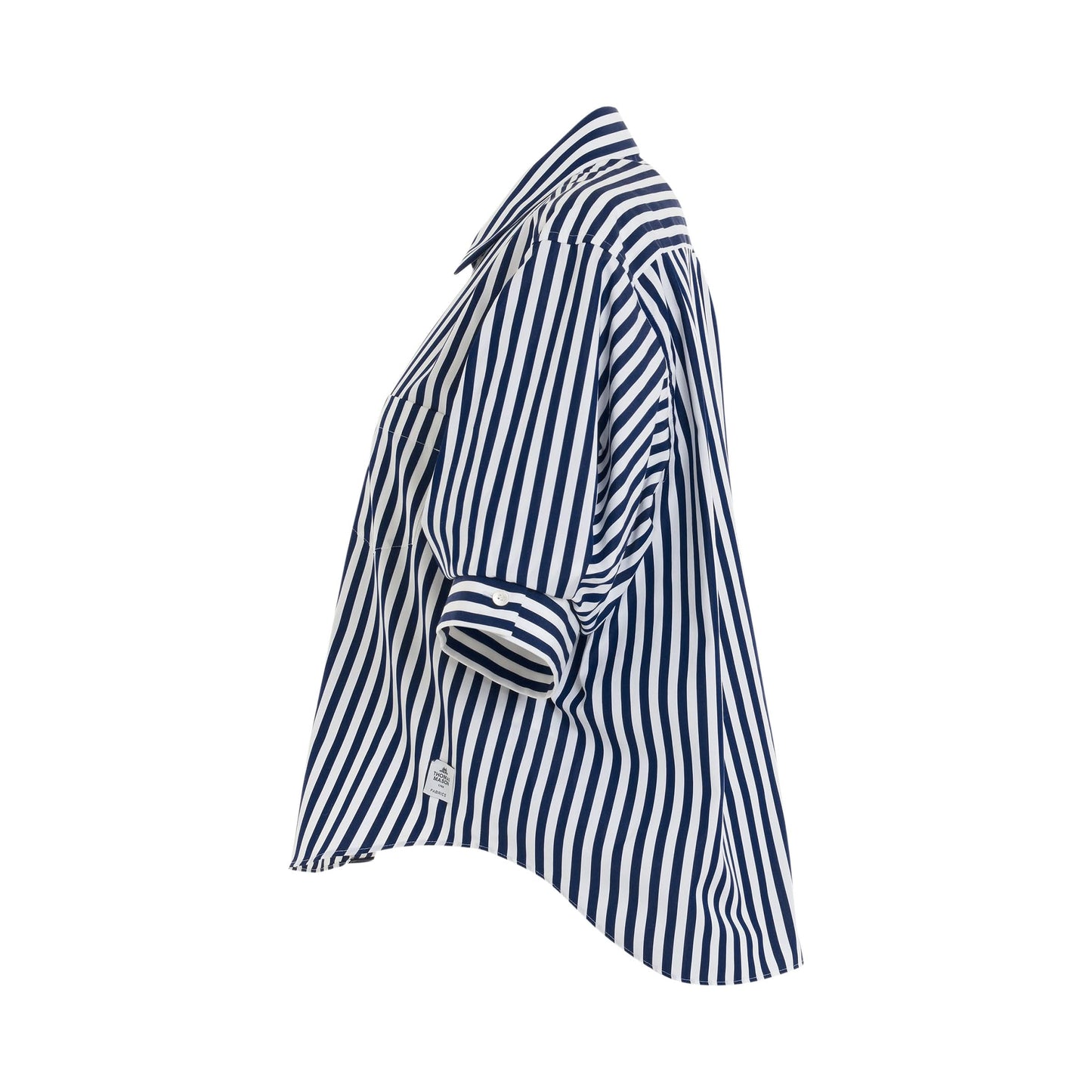 Thomas Mason Cotton Poplin L/S Shirt in Navy Stripe