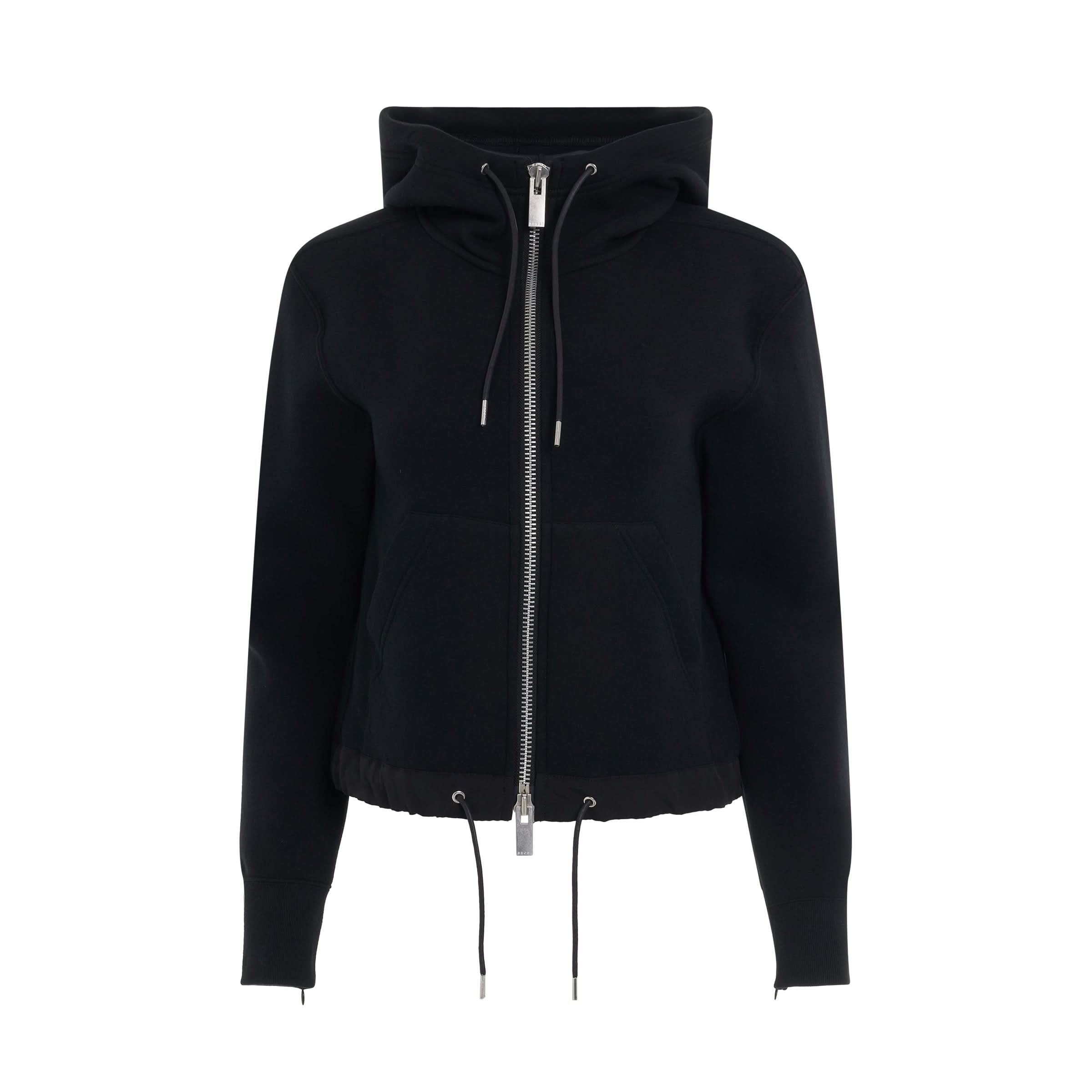 Sponge Sweat Short Zip Up Hoodie in Black