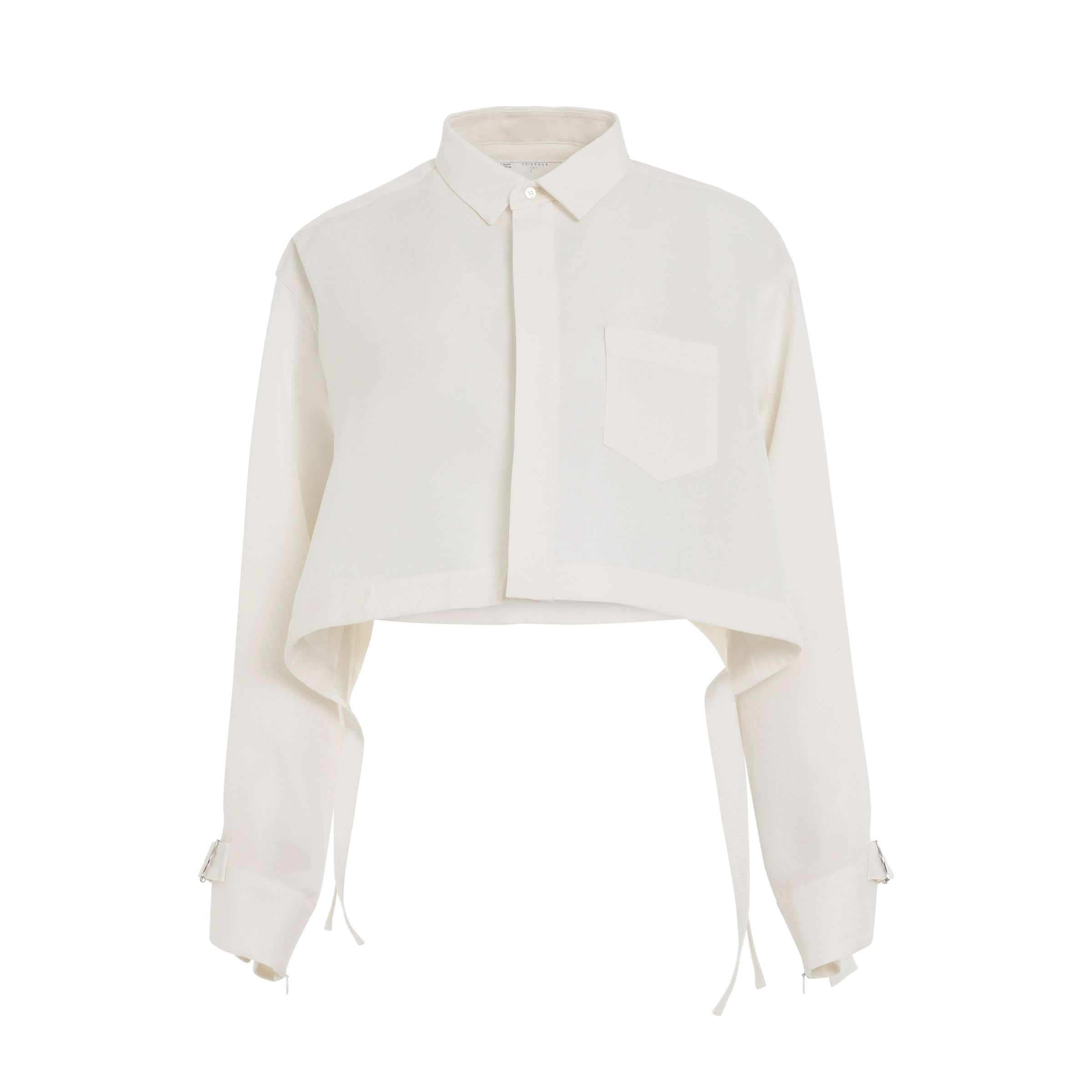 Double Faced Silk Cotton Shirt in Off White