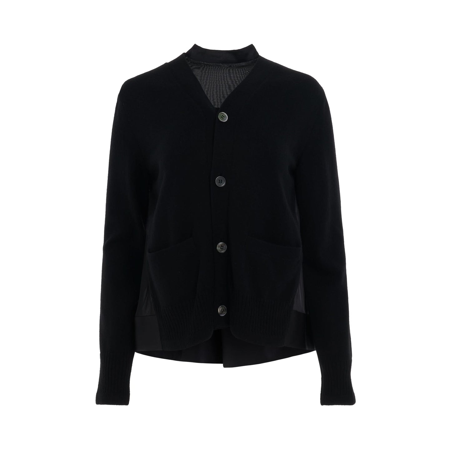 Wool Knit Cardigan in Black