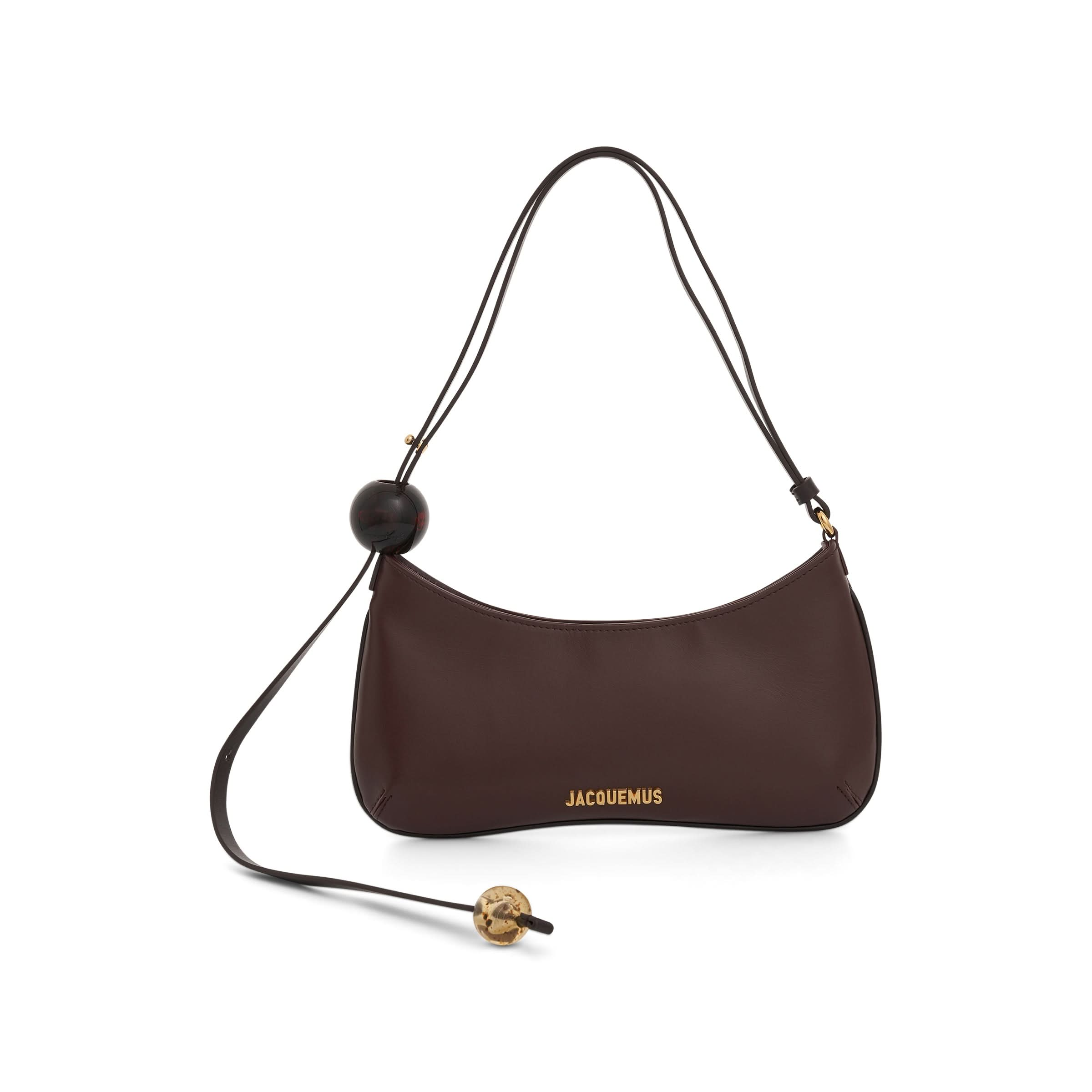 Le Bisou Perle Leather Bag in Medium Brown