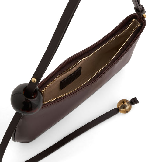 Le Bisou Perle Leather Bag in Medium Brown