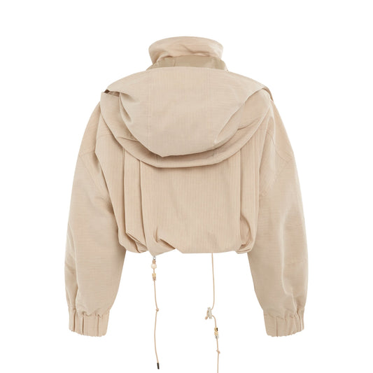 Raphia Crop Jacket in Light Beige