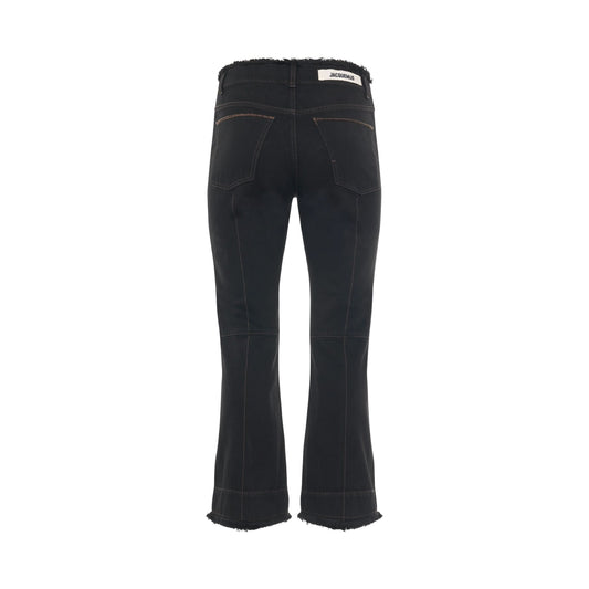 Linon Denim Court Frayed Pants in Black/Brown