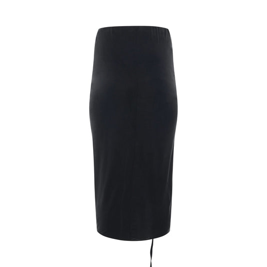 Pareo Croissant Buckle Slit Long Skirt in Black