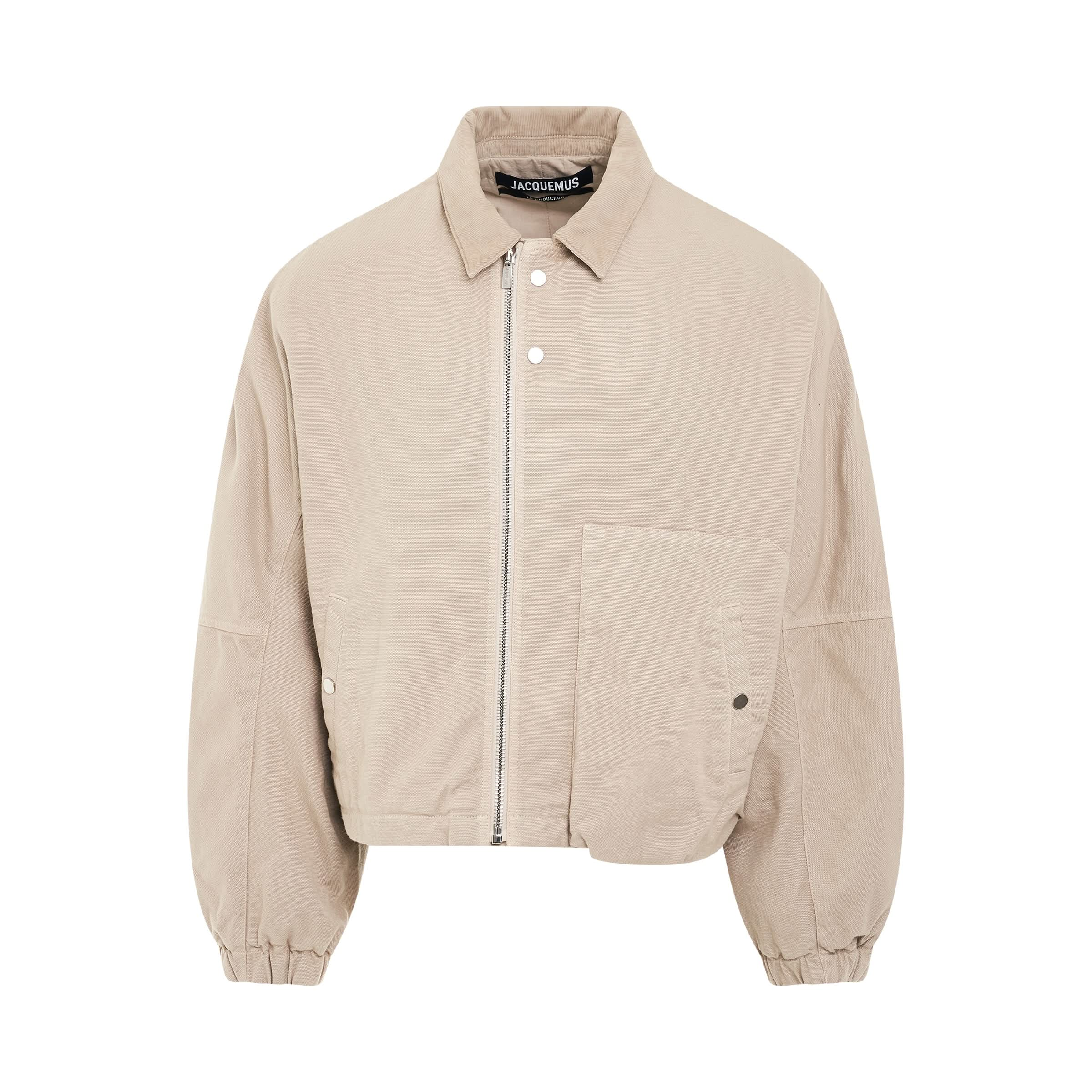 Trivela Shirt Collar Jacket in Light Beige