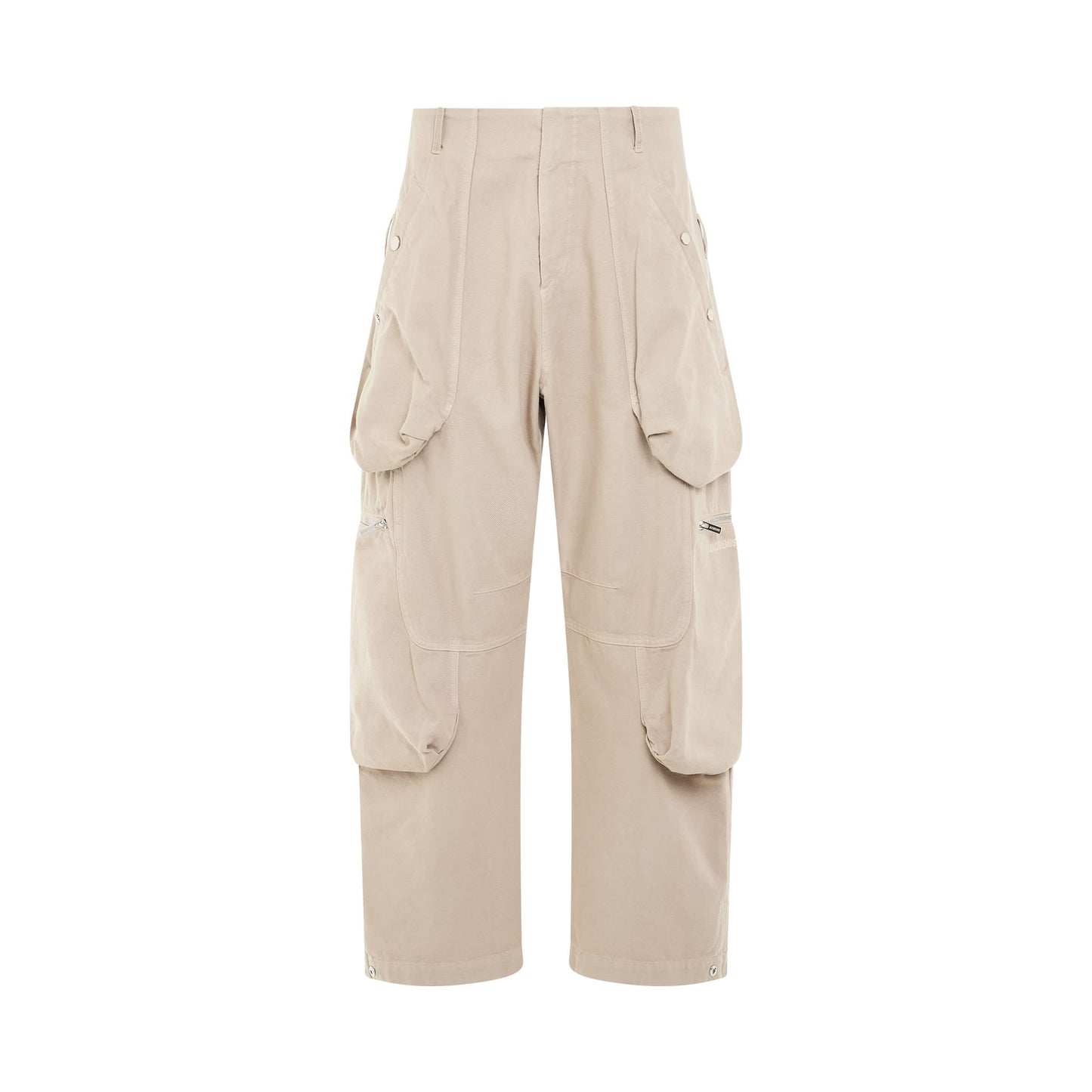 Croissant Cotton Cargo Pants in Light Beige