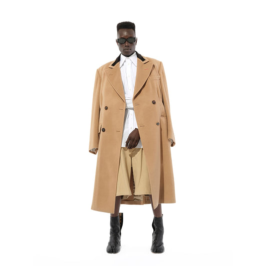 Double Breasted Wool Coat in Camel