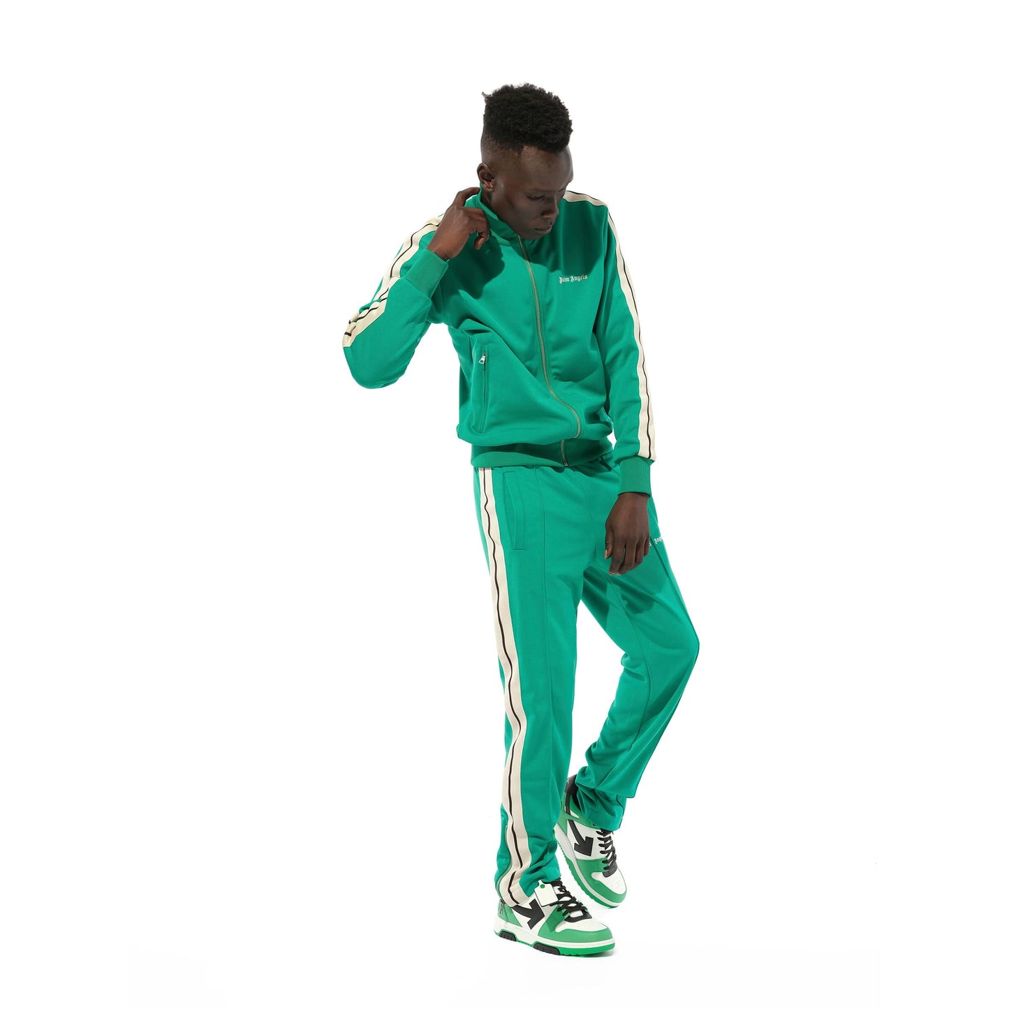 Classic Logo Track Pants in Green/Off White