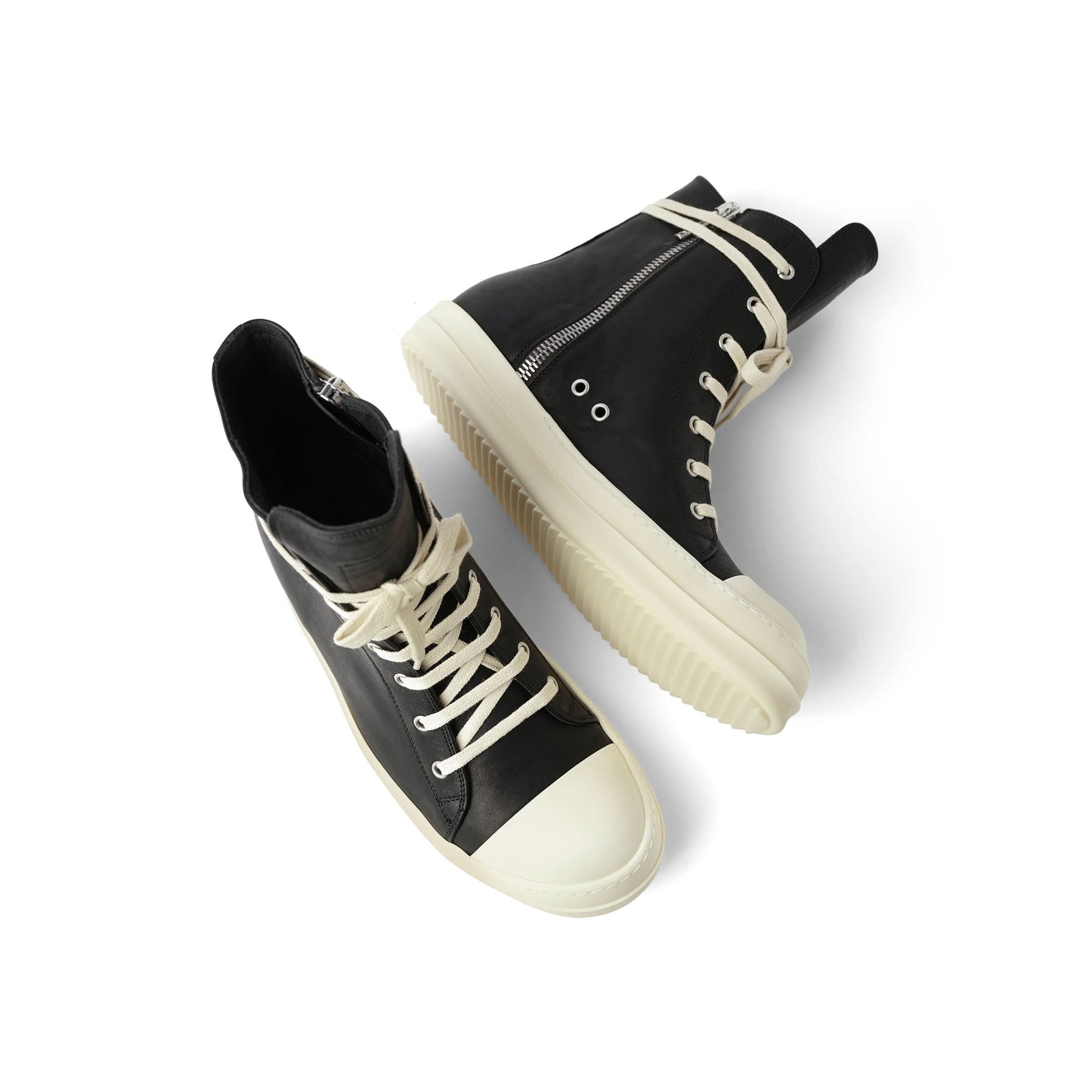 Washed Calf Sneaker in Black/Milk