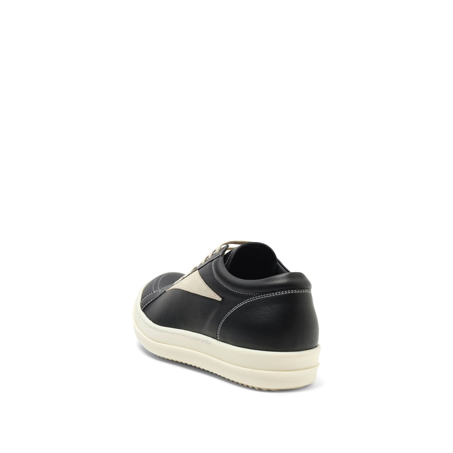 Full Grain Calf Leather Vintage Sneaker in Black/Milk